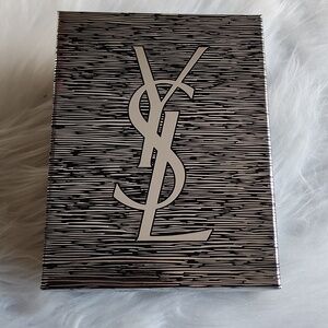 Yves Saint Laurent Striped Silver and Black Gift Box New 7.25" x 5.5" x 2.5"